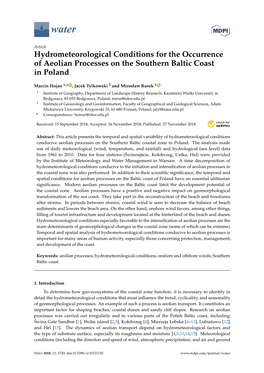 Hydrometeorological Conditions for the Occurrence of Aeolian Processes on the Southern Baltic Coast in Poland