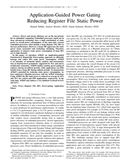 Application-Guided Power Gating Reducing Register File Static Power Hamed Tabkhi, Student Member, IEEE, Gunar Schirner, Member, IEEE