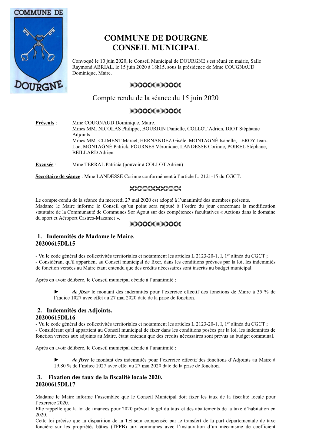 Commune De Dourgne Conseil Municipal