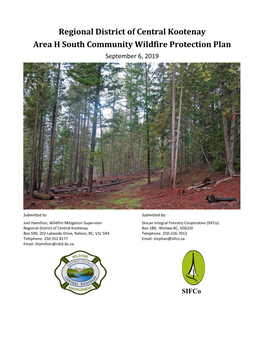 Regional District of Central Kootenay Area H South Community Wildfire Protection Plan September 6, 2019