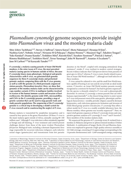 Plasmodium Cynomolgi Genome Sequences Provide Insight Into Plasmodium Vivax and the Monkey Malaria Clade