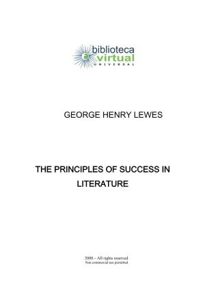 George Henry Lewes the Principles of Success In