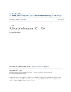 Bulletin of Information 1928-1929 Fordham Law School