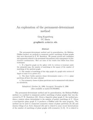 An Exploration of the Permanent-Determinant Method