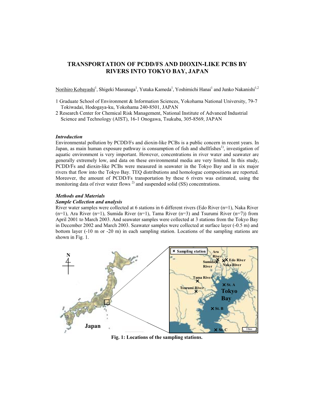 Transportation of Pcdd/Fs and Dioxin-Like Pcbs by Rivers Into Tokyo Bay, Japan