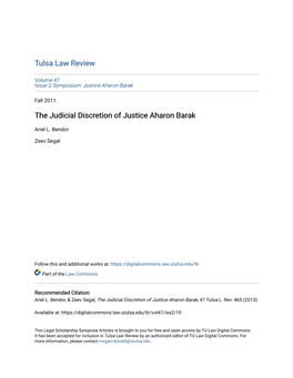 The Judicial Discretion of Justice Aharon Barak
