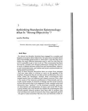 ~Ethinking Standpoint Epistemology: What Is "Strong Objectivity"?