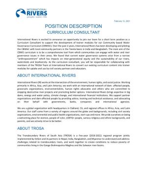 Position Description Curriculum Consultant