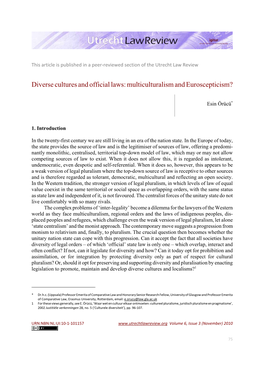 Diverse Cultures and Official Laws: Multiculturalism and Euroscepticism?