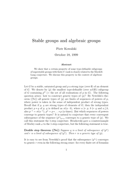 Stable Groups and Algebraic Groups