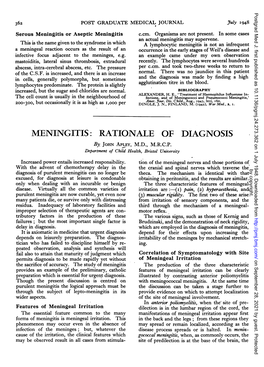 MENINGITIS: RATIONALE of DIAGNOSIS by JOHN APLEY, M.D., M.R.C.P