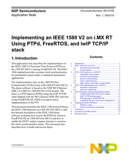 Implementing an IEEE 1588 V2 on I.MX RT Using Ptpd, Freertos, and Lwip TCP/IP Stack