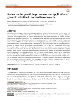Review on the Genetic Improvement and Application of Genomic Selection in Korean Hanwoo Cattle