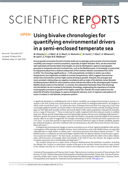 Using Bivalve Chronologies for Quantifying Environmental Drivers in a Semi-Enclosed Temperate Sea Received: 7 December 2017 M