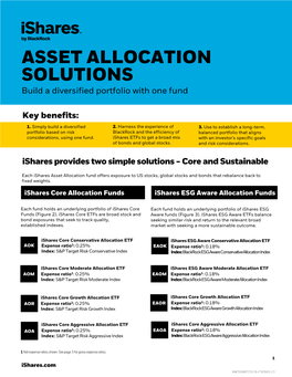 ASSET ALLOCATION SOLUTIONS Build a Diversified Portfolio with One Fund