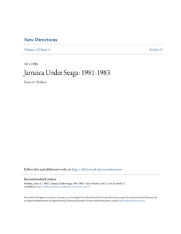 Jamaica Under Seaga: 1981-1983 Linus A