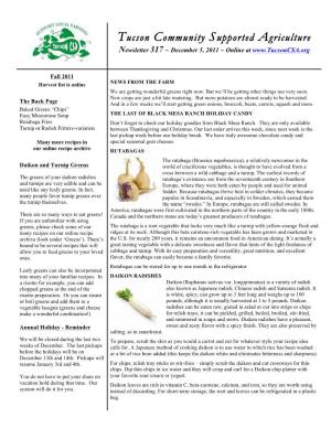 Tucson Community Supported Agriculture Newsletter 317 ~ December 5, 2011 ~ Online At