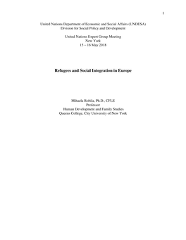 Refugees and Social Integration in Europe