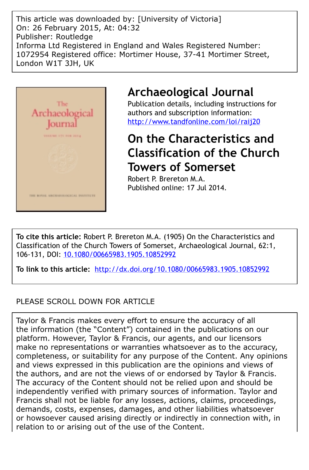 Archaeological Journal on the Characteristics and Classification Of