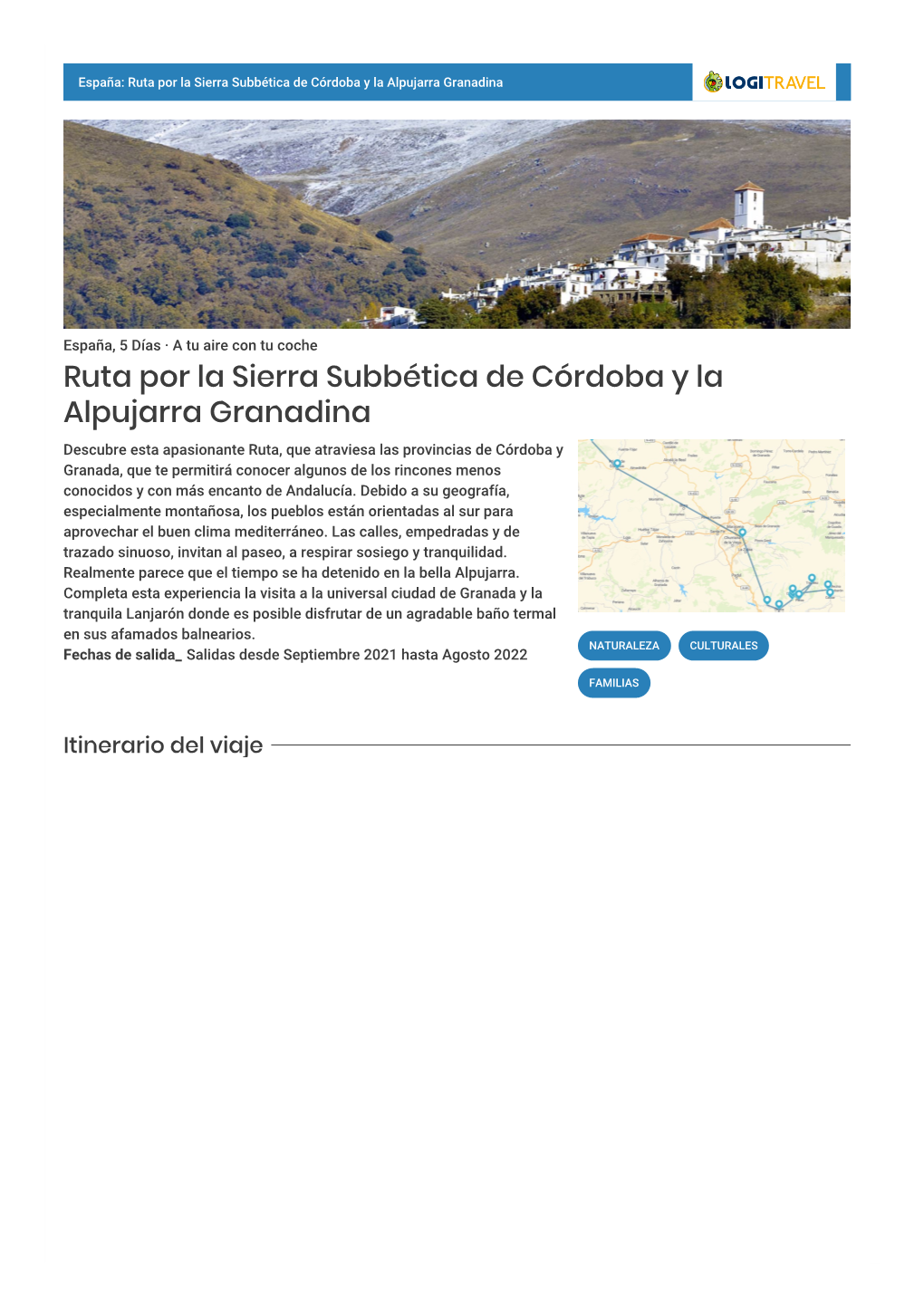 Ruta Por La Sierra Subbética De Córdoba Y La Alpujarra Granadina
