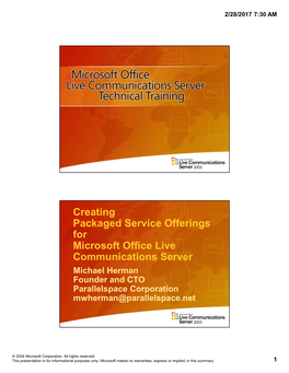 Creating Packaged Service Offerings for Microsoft Office Live