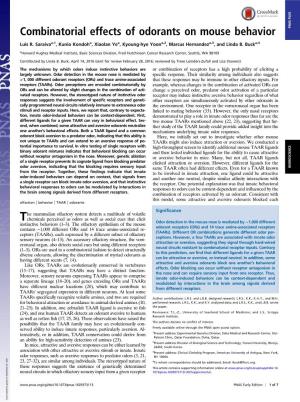 Combinatorial Effects of Odorants on Mouse Behavior PNAS PLUS