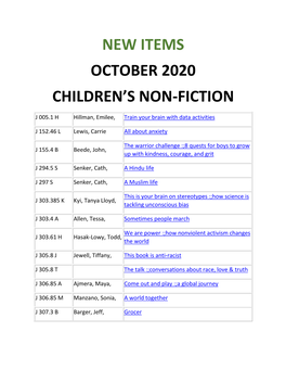 New Items October 2020 Children's Non-Fiction