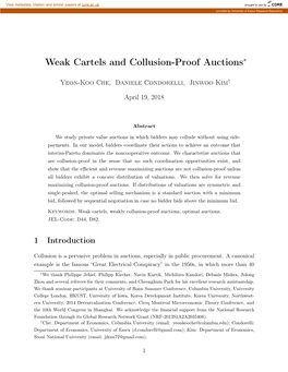 Weak Cartels and Collusion-Proof Auctions∗
