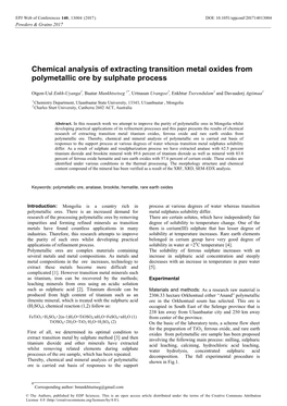 Chemical Analysis of Extracting Transition Metal Oxides from Polymetallic Ore by Sulphate Process