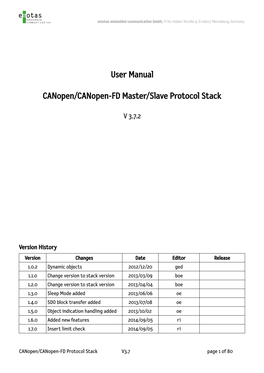 User Manual Canopen/Canopen-FD Master/Slave Protocol Stack