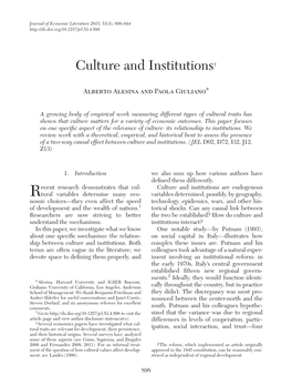 Culture and Institutions†