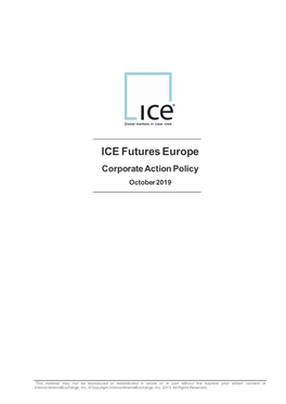 ICE Futures Europe Corporate Action Policy October 2019