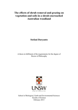 The Effects of Shrub Removal and Grazing on Vegetation and Soils in a Shrub-Encroached Australian Woodland