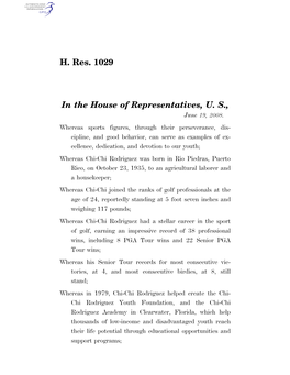 H. Res. 1029 in the House of Representatives, U