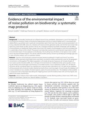 Evidence of the Environmental Impact of Noise Pollution on Biodiversity: a Systematic Map Protocol