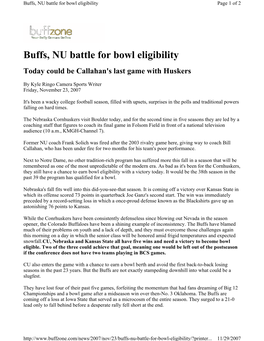 Buffs, NU Battle for Bowl Eligibility Page 1 of 2