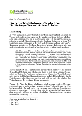 Ein Deutsches Nibelungen-Triptychon. Die Nibelungenfilme Und Der Deutschen Not
