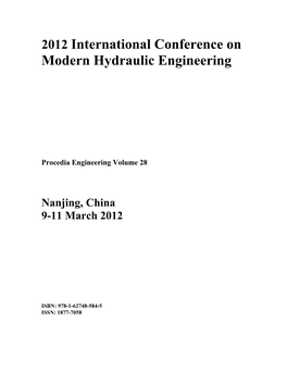 2012 International Conference on Modern Hydraulic Engineering