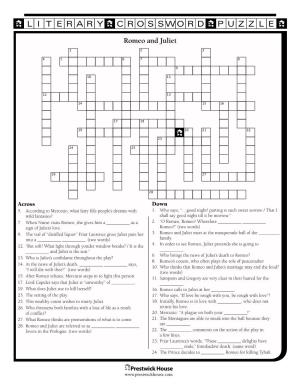 Romeo and Juliet Crossword Puzzle