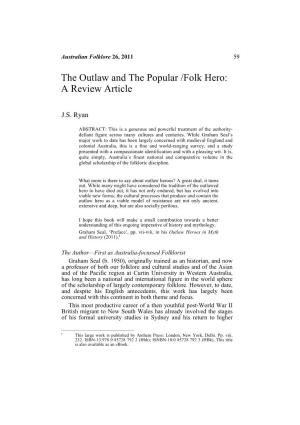 The Outlaw and the Popular /Folk Hero: a Review Article