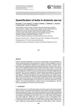 Quantification of Ikaite in Antarctic Sea