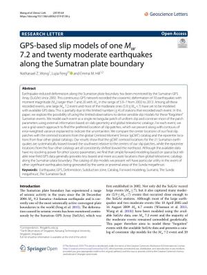 GPS-Based Slip Models of One Mw 7.2 and Twenty Moderate Earthquakes