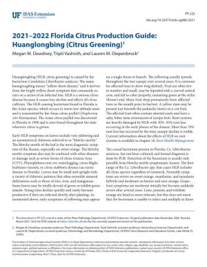 2020–2021 Florida Citrus Production Guide: Huanglongbing