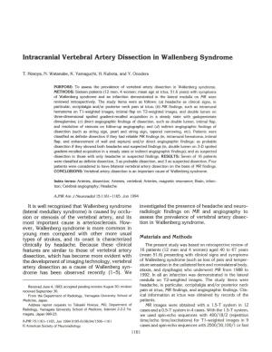 Intracranial Vertebral Artery Dissection in Wallenberg Syndrome