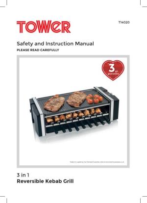 3 in 1 Reversible Kebab Grill Safety and Instruction Manual