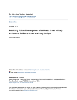 Predicting Political Development After United States Military Assistance: Evidence from Case Study Analysis