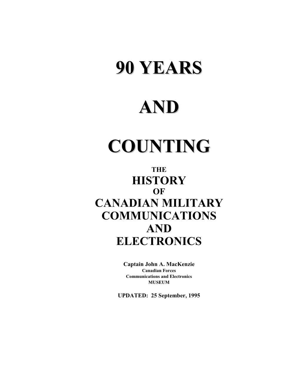 The History of Canadian Military Communications and Electronics