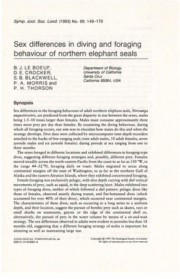 Sex Differences in Diving and Foraging Behaviour of Northern Elephant Seals