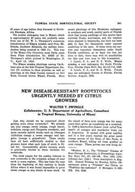 New Disease-Resistant Rootstocks Urgently Neededby Citrus Growers