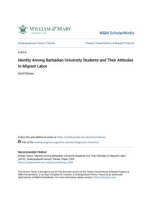 Identity Among Barbadian University Students and Their Attitudes to Migrant Labor